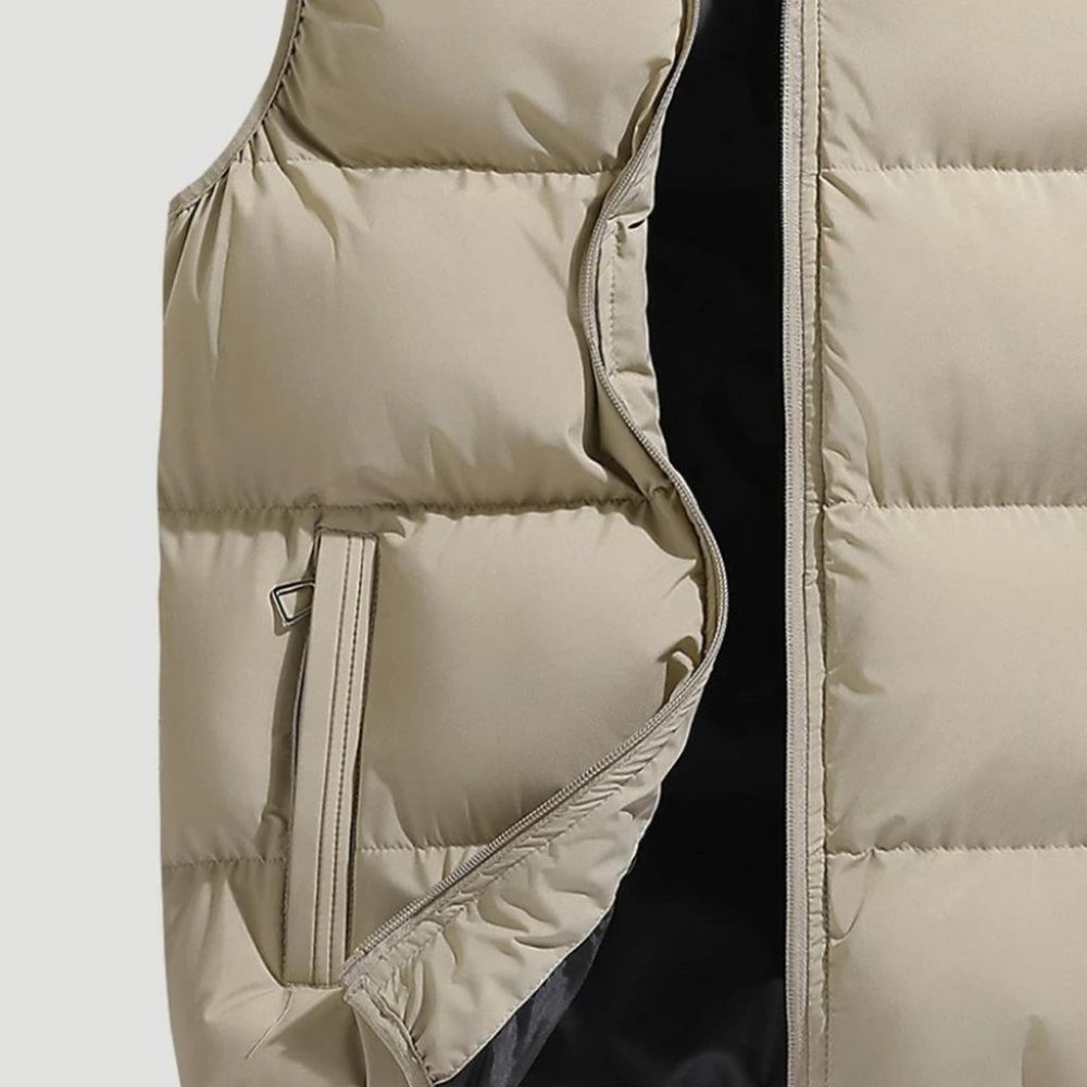 Khaki Mens Puffer Vest - Picture 3 of 4